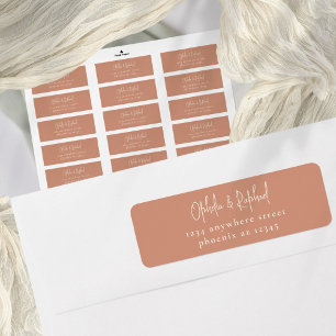 Étiquette Rustic Script Retourner l'adresse Mariage Terracot
