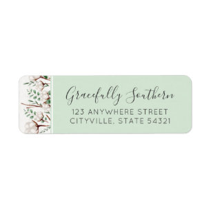 Étiquette Rustic Southern Cotton Flowers Wood Return Adresse