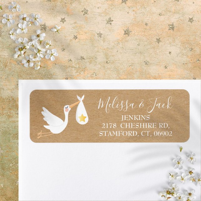 Étiquette Rustic Special Delivery Stork Adresse de retour (Rustic Special Delivery Stork Return Address Label)