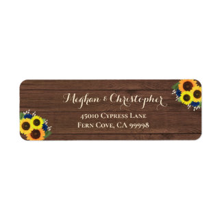 Étiquette Rustic Sunflower Marine Roses Floral Adresse de re