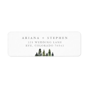 Étiquette Rustic Watercolor Pine Trees Retourner l'adresse é