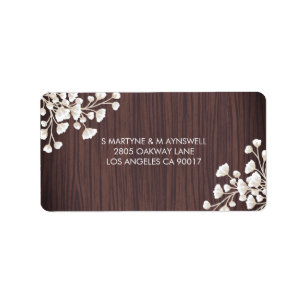 Étiquette Rustic Wood Babys Respirer Gypsophila Mariage RSVP