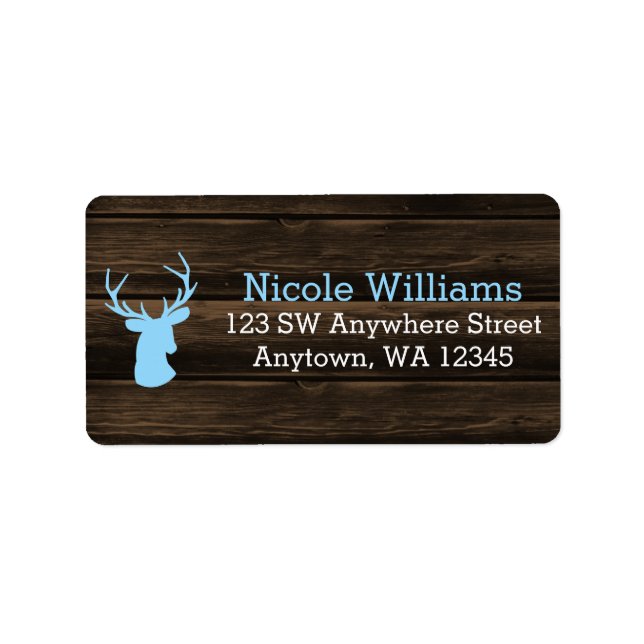 Étiquette Rustic Wood Blue Buck Deer Adresse (Devant)
