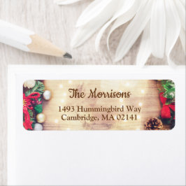 Étiquette Rustic Wood Christmas Lights Retourner l'adresse