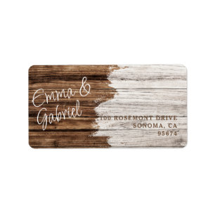 Étiquette Rustic Wood Couple Nom Adresse de retour