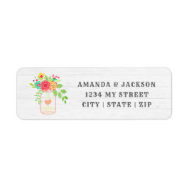Étiquette Rustic Wood & Mason Jar Mariage Adresse de retour