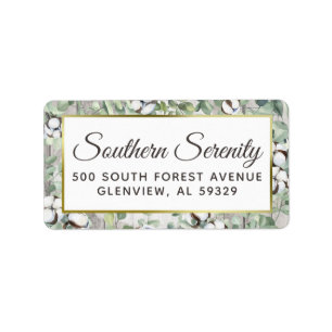 Étiquette Rustic Wood Southern Cotton & Botanical Address