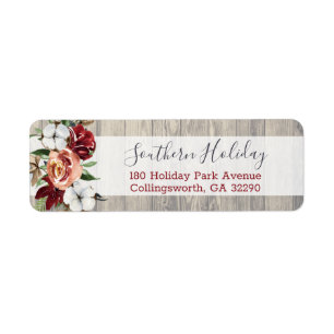 Étiquette Rustic Wood Southern Country Cotton Adresse de ret