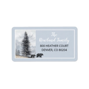 Étiquette Rustic Woodland Bears Baby shower Adresse de retou