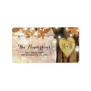 Étiquette Rustique Automne arbre d'automne Lumières Mariage
