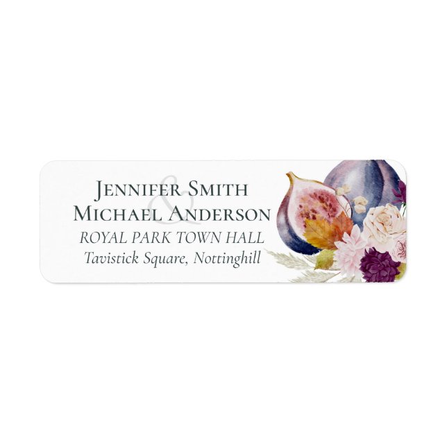 Étiquette Rustique automne Citrouille Figs Fleurs Mariage (Devant)