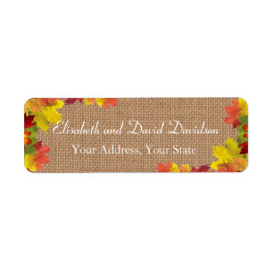 Étiquette Rustique Automne laisse Burlap Mariage personnalis