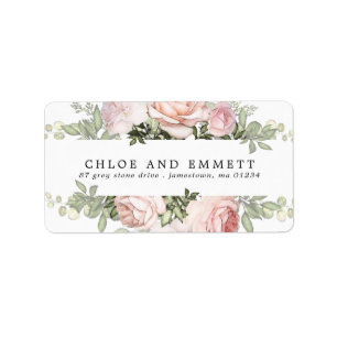 Étiquette Rustique Boho Blush Rose Rose Rose Adresse Florale