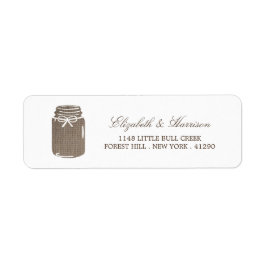 Étiquette Rustique Burlap Mason Jar Mariage