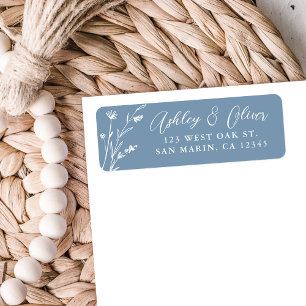 Étiquette Rustique Dusty Fleur sauvage bleu Adresse de retou