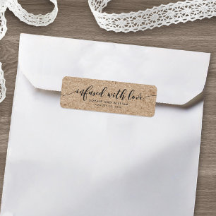 Étiquette Rustique Faux Kraft infusé avec amour mariage Fave