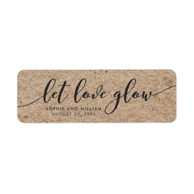 Étiquette Rustique Faux Kraft Laisser L'Amour Mariage Lumine (Devant)