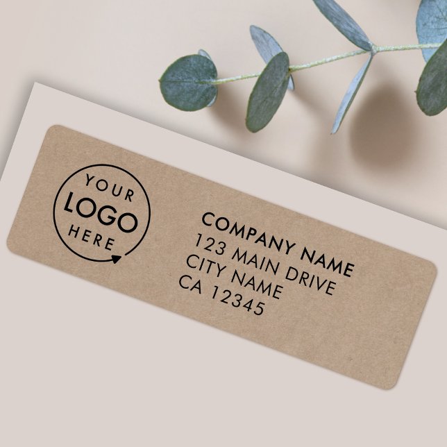 Étiquette Rustique Kraft | Business Logo Entreprise Étiquett (Rustic kraft return address labels for your business - simple, professional & easy to customize)