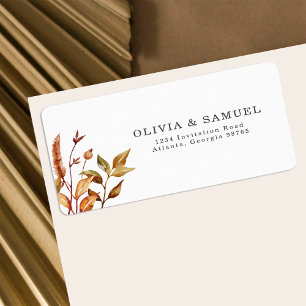 Étiquette Rustique Mariage d'automne Adresse de retour perso