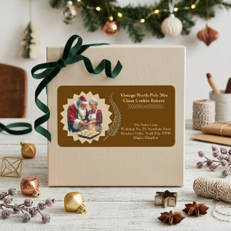 Étiquette Rustique Mme Santa Noël Maison Boulangerie de Camp