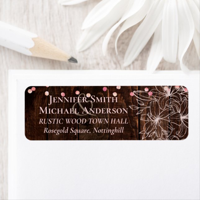 Étiquette Rustique moderne Dusty Rose rose Confetti Mariage (En situation)