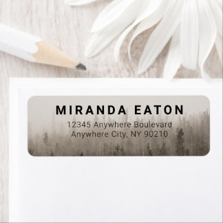 Étiquette Rustique Moderne Forêt Misty Landscape Adresse de 