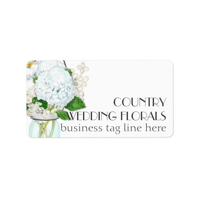 Étiquette Rustique Pays Mason Fleurs Jar Blanches Hydrangeas (Devant)