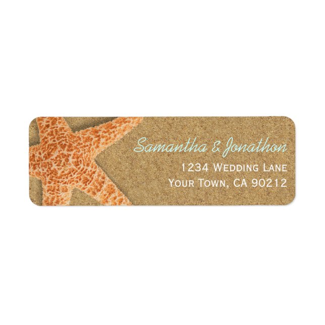 Étiquette Sable et coquillages Starfish Beach Thème (Devant)