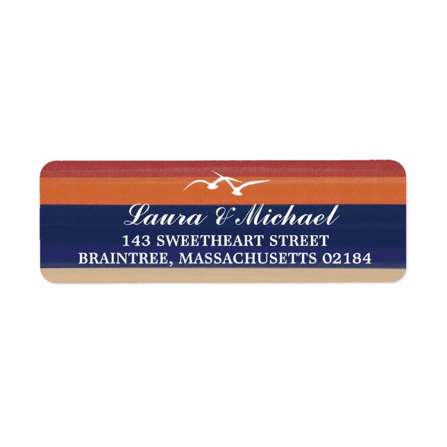 Étiquette Sable, mer et mouettes Adresse de retour (Devant)