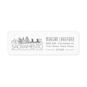 Étiquette Sacramento, Californie Stylisé Skyline