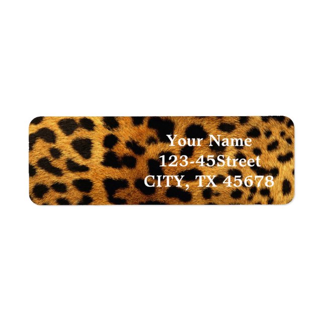 Étiquette Safari animal sauvage papier noir et brun guépard (Devant)