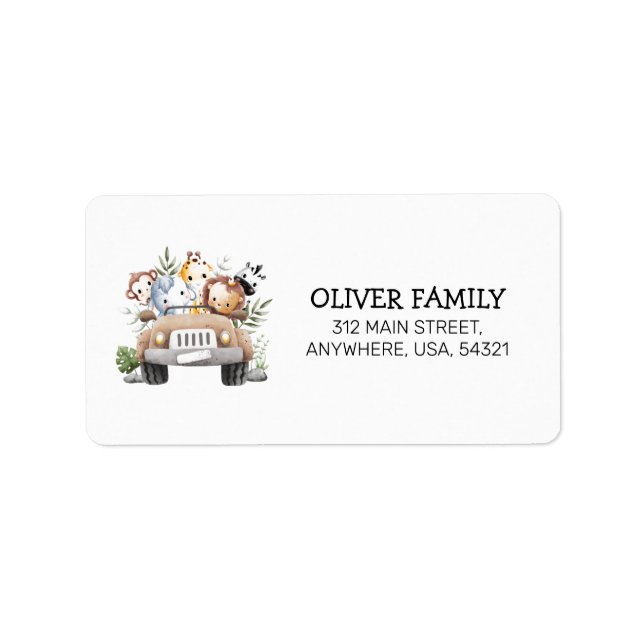 Étiquette Safari Animal Zoo Anniversaire Invitations adresse (Devant)