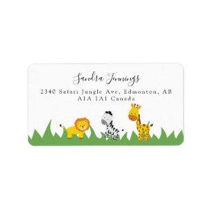 Étiquette Safari Jungle Animaux Script Baby shower mignon
