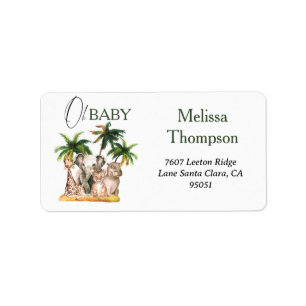 Étiquette Safari Wild Animals Tropical Baby Shower Address