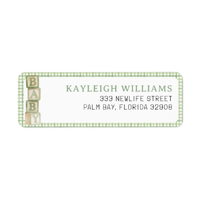 Étiquette Sage Baby Blocks Return Address Label (Devant)