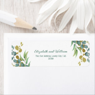 Étiquette Sage Foliing Et Gold Mariage Adresse de retour