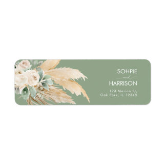 Étiquette Sage Green Boho Pampas Grasse Adresse de retour