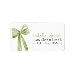 Étiquette Sage Green Bow She's Tying the Knot Adresse