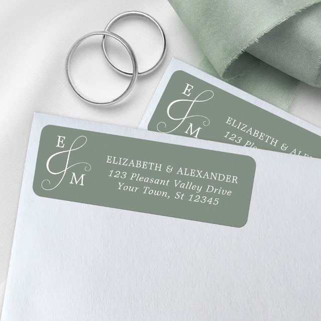 Étiquette Sage Green Mariage Ampersand Adresse de retour (Créateur téléchargé)