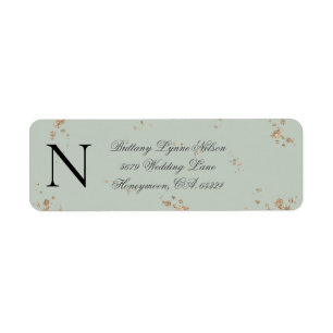 Étiquette Sage Green Monogram Gold Parties scintillant Adres