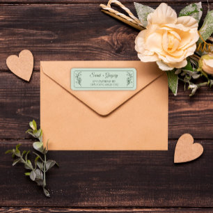 Étiquette Sage Green Simple Boho Floral Adresse de retour