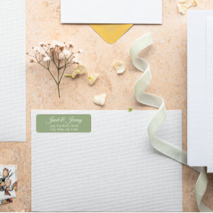 Étiquette Sage Green Stylisated Names Mariage Adresse de ret