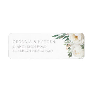 Étiquette Sage Leaf & White Floral Mariage Adresse de retour