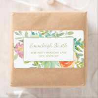 Sage Vert Aquarelle Feuille rose Orange Floral