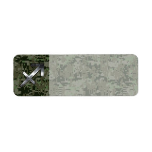 Étiquette Sagittaire d'argent Zodiac Woodland Camion numériq