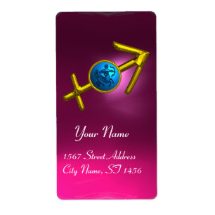 Étiquette SAGITTARIUS OR BLEU ZODIAC ANNIVERSAIRE rose
