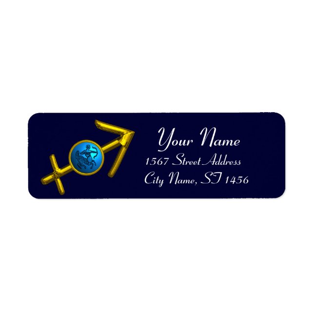 Étiquette SAGITTARIUS ZODIAC ANNIVERSAIRE Bleu Turquoise (Devant)