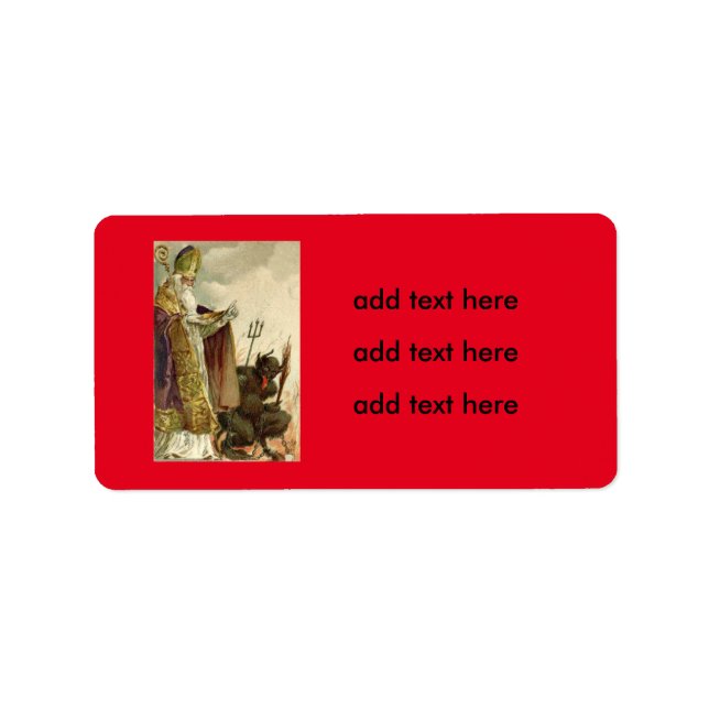 Étiquette Saint Nicolas Krampus Prêtre de la fourche (Devant)