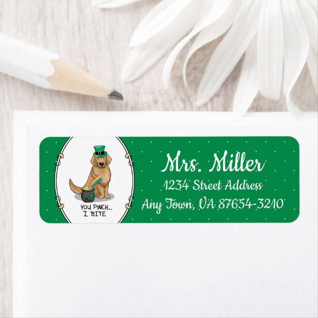 Étiquette Saint Patrick's Day Golden Retriever Chien (En situation)