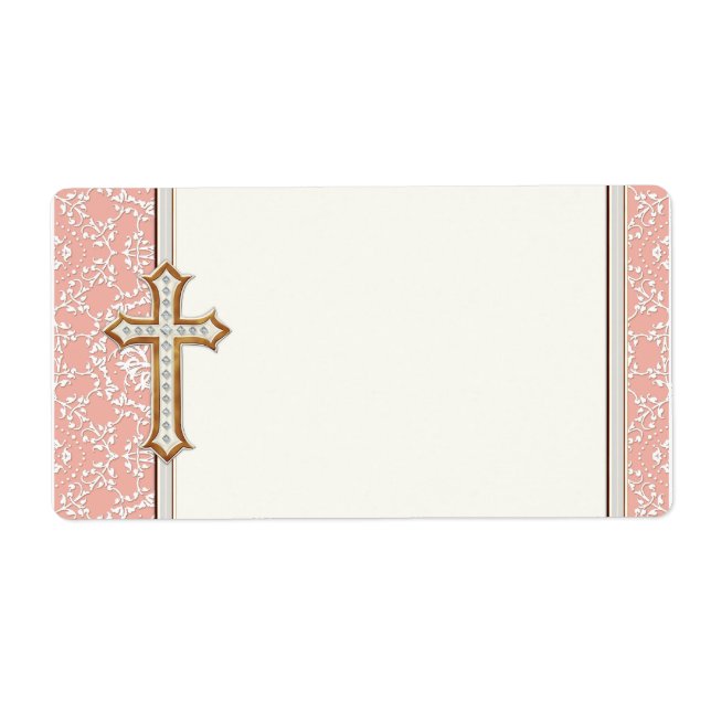 Étiquette Sainte Première Communion Gold Croix de dentelle (Devant)